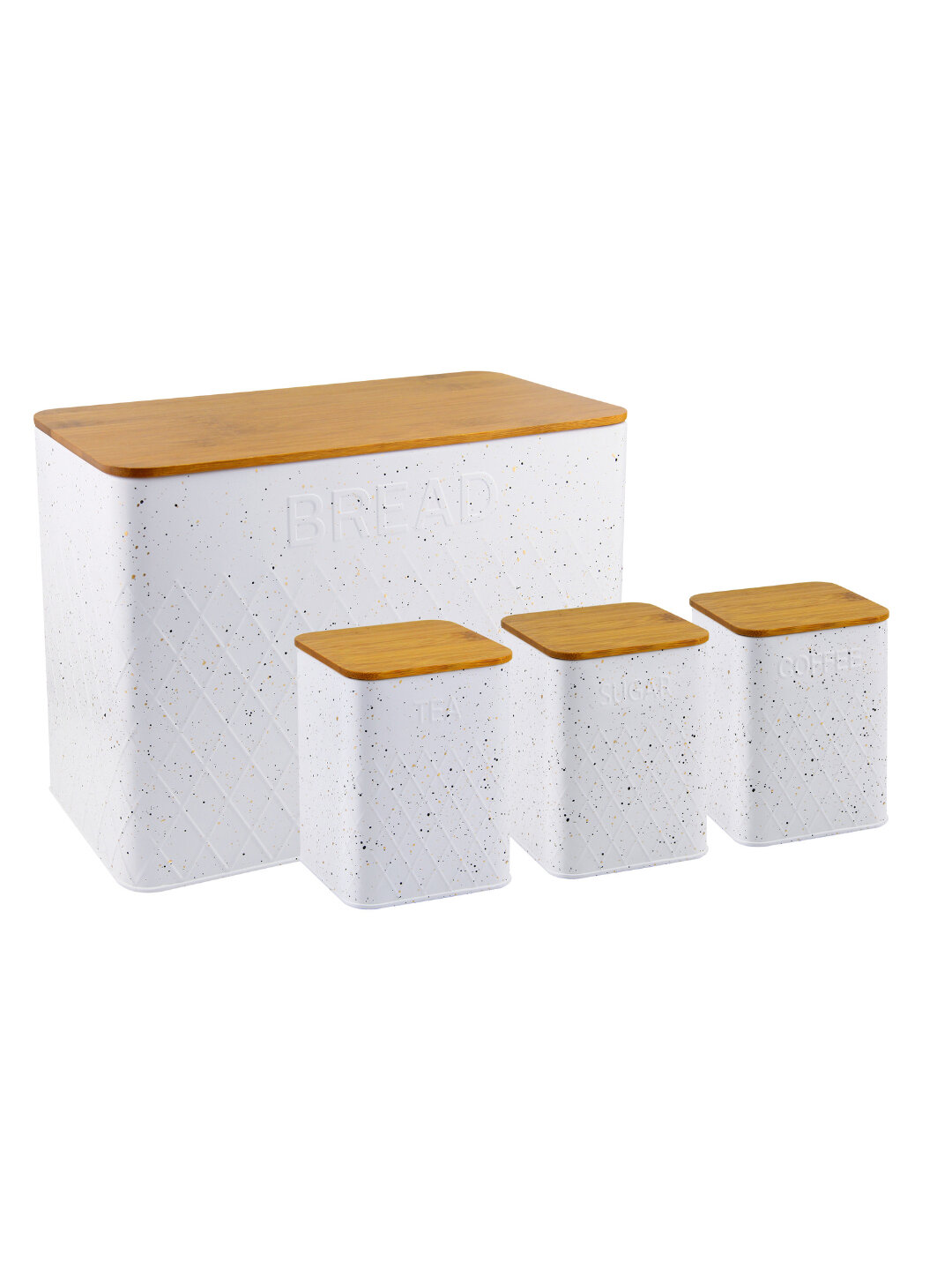 HausRoland набор контейнеров для хранения с бамбуковыми крышками, хлебница и 3 ёмкости - Белый