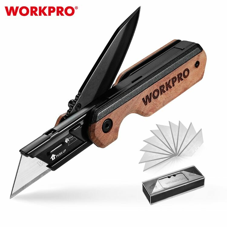 Нож с двумя типами лезвий и дерев. ручкой WORKPRO