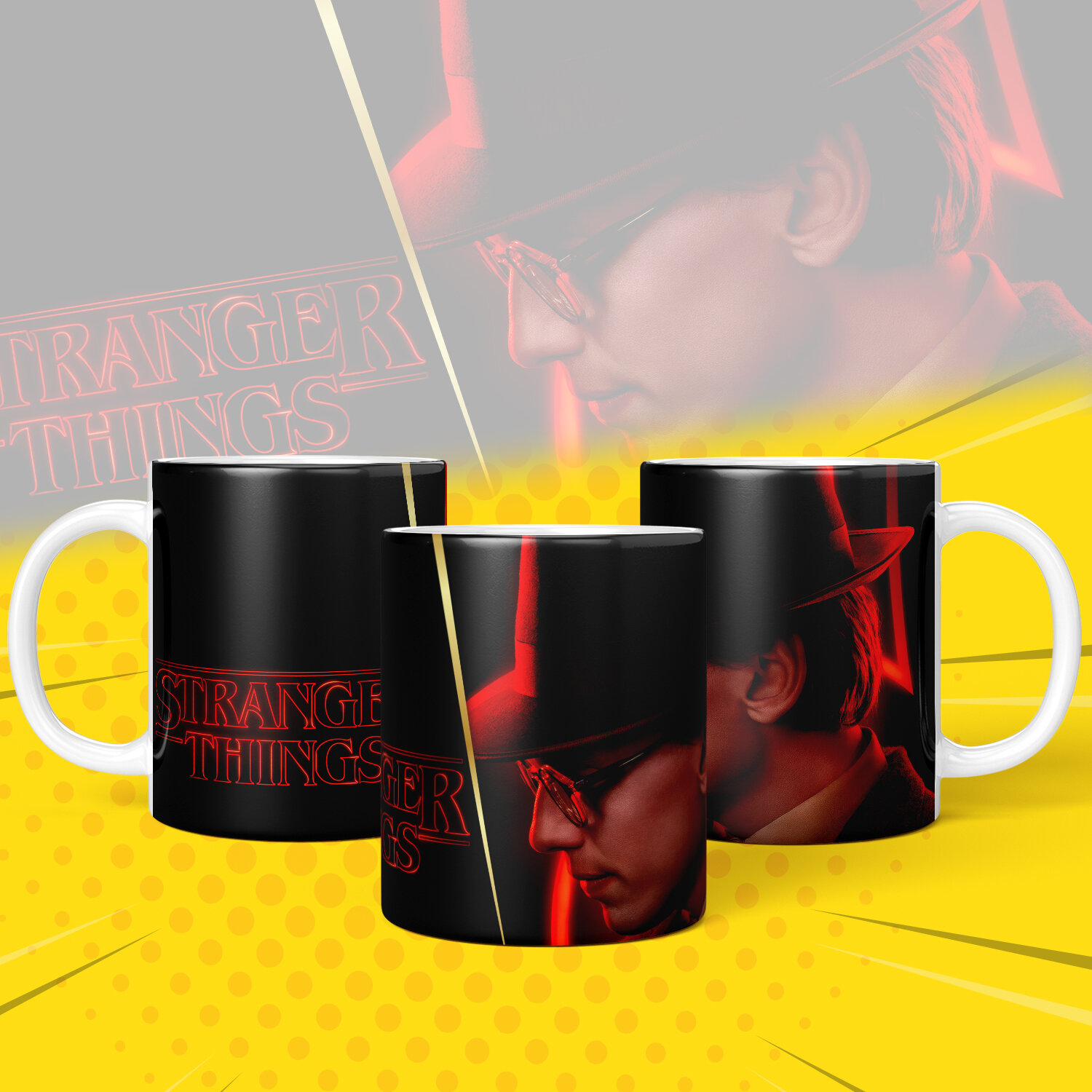 Кружка, "Очень Странные Дела", персонажи сериала "Strenger Things" яркий принт 330 мл, 1 шт