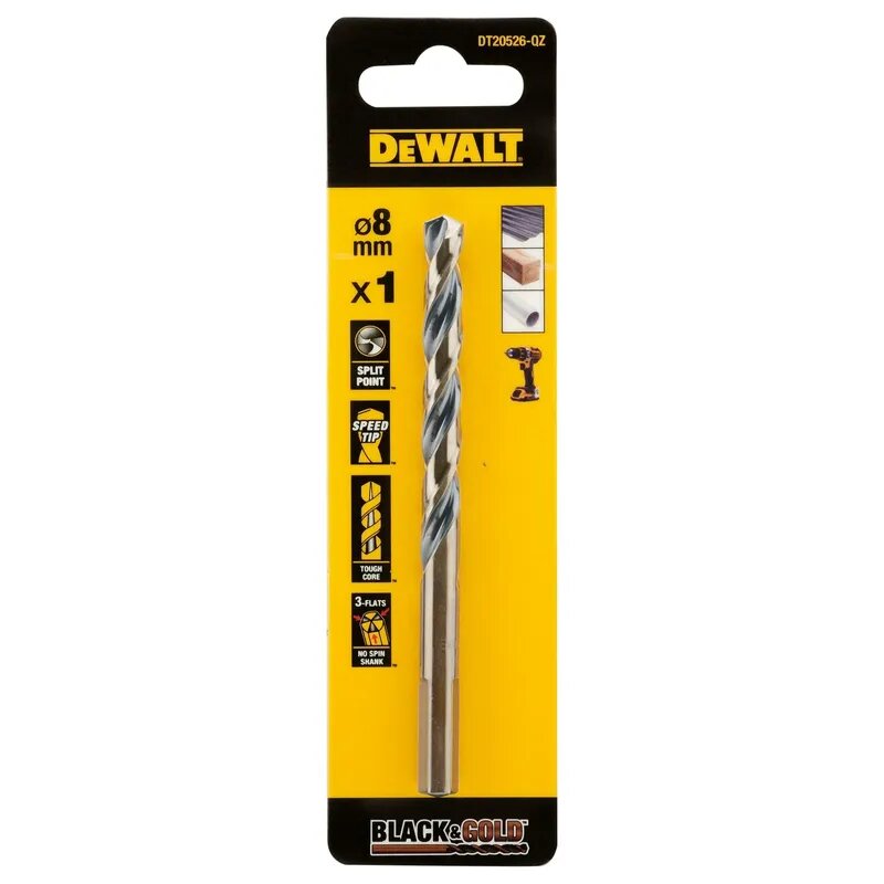 Сверло по металлу DeWALT "BLACK & GOLD" 8х75х117мм DT20526-QZ