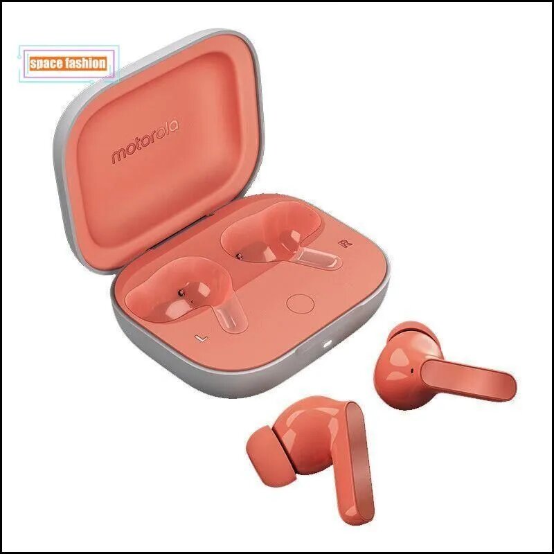Наушники беспроводные с микрофоном Moto Buds 065, Bluetooth, USB Type-C, оранжевый, белый