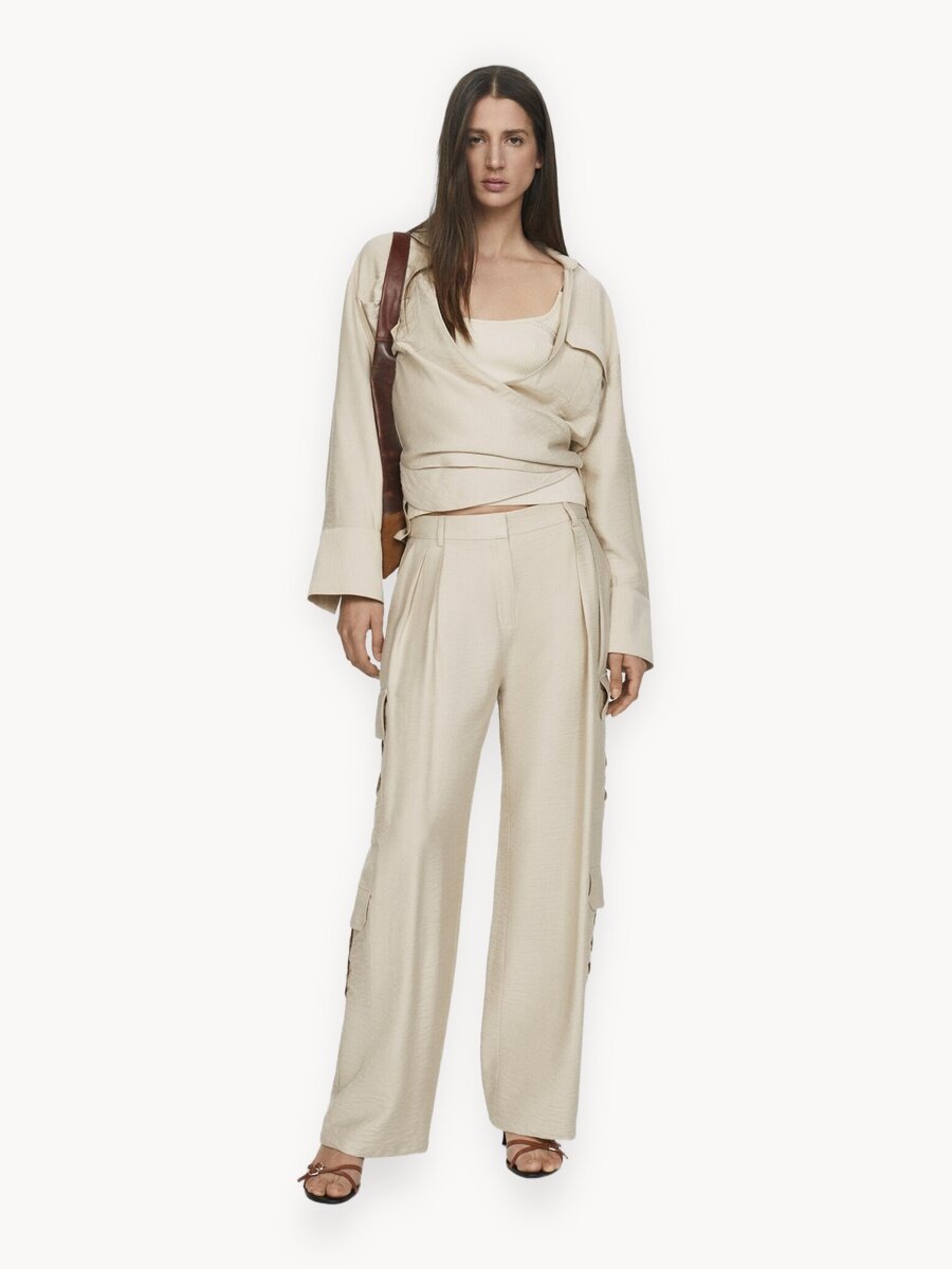 Брюки карго MANGO, размер 32, песочный