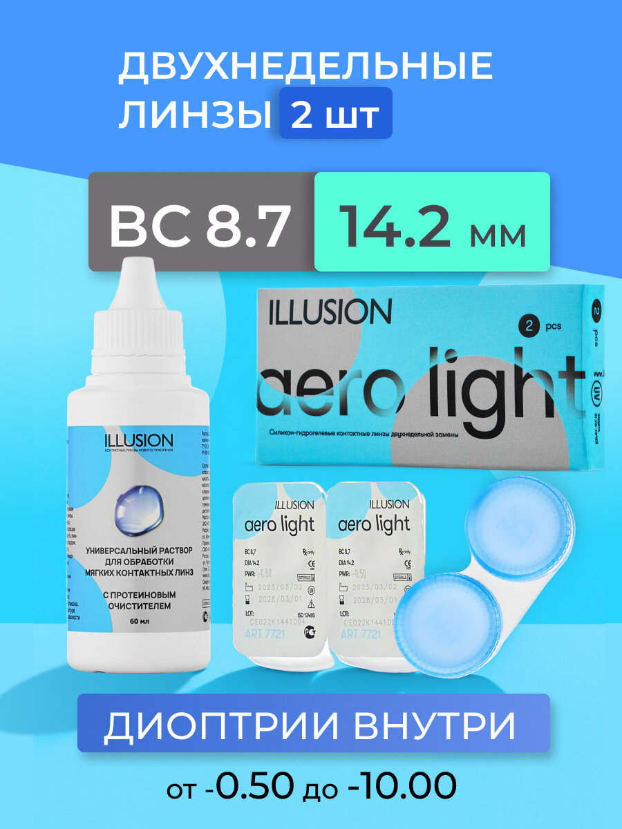 Пробный набор ILLUSION Aero Light двухнедельные 2 шт Раствор 60 мл 175  87  142  2 недели