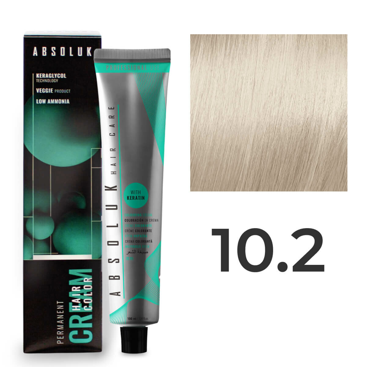 Перманентная крем-краска для волос Absoluk Hair Color Cream 10.2 Светлый блонд Перламутровый, 100 мл