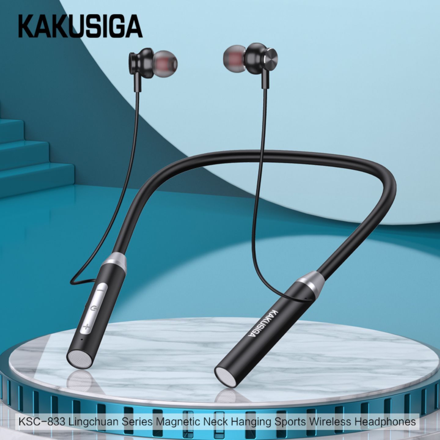 Беспроводные наушники KAKUSIGA KSC-833 Black – LED-подсветка, HD звук, мощный бас, с микрофоном