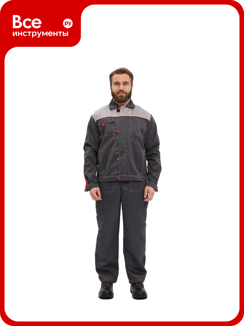 Костюм летний мужской Юналис фаворит куртка/полукомбинезон смесовая серый/светло-серый размер 88-92/170-176 СОХТ88/170