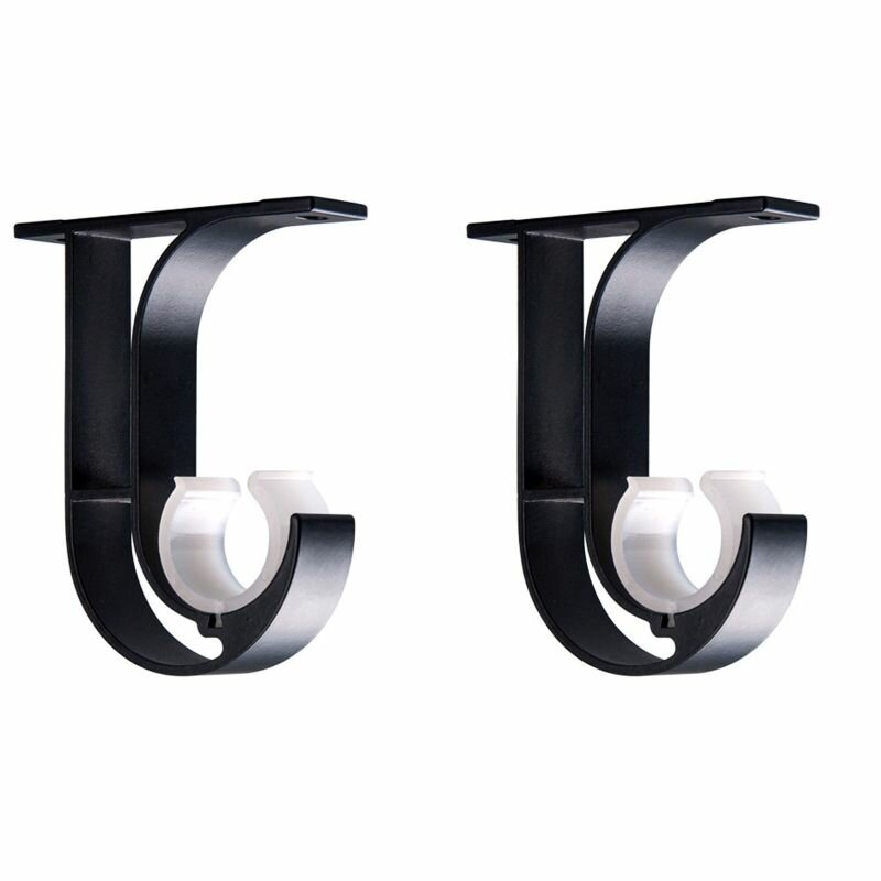 Кронштейны для карниза штор универсальные потолочные и боковые крепления из алюминиевого сплава черные прочные 2 шт в комплекте