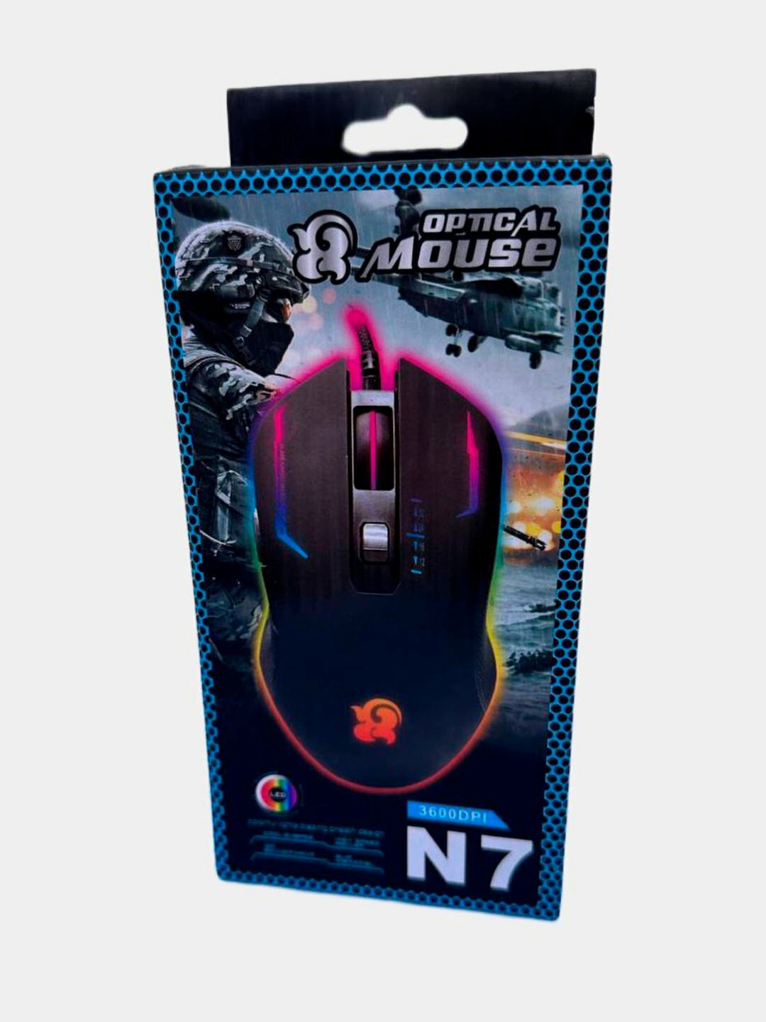 Мышка игровая, проводная, с RGB-подсветкой и оптическим сенсором N7