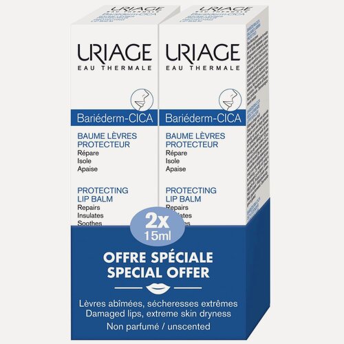 Изображение товара Uriage Bariederm Защищающий бальзам для губ Барьедерм-Цика, 2 х 15 мл