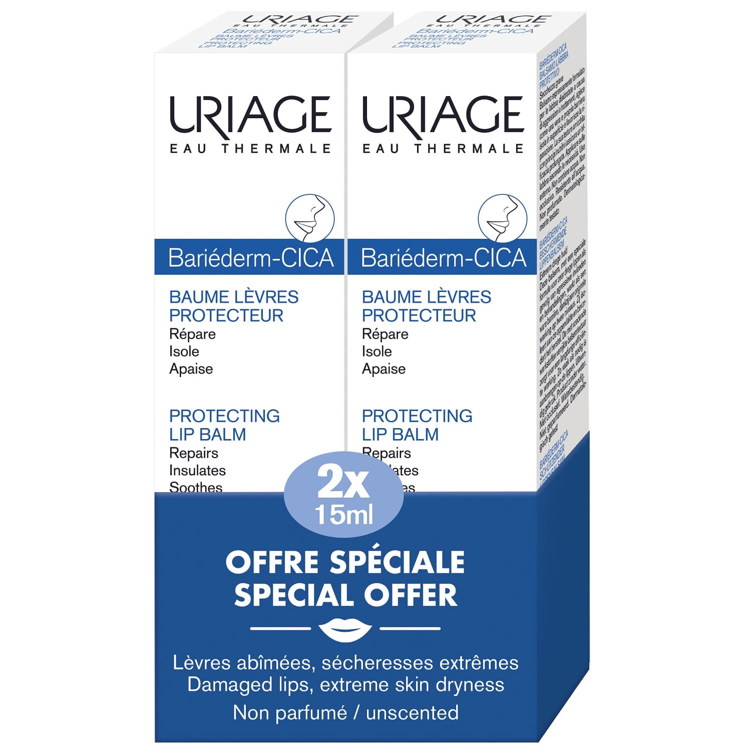 Uriage Bariederm Защищающий бальзам для губ БарьедермЦика 2 х 15 мл