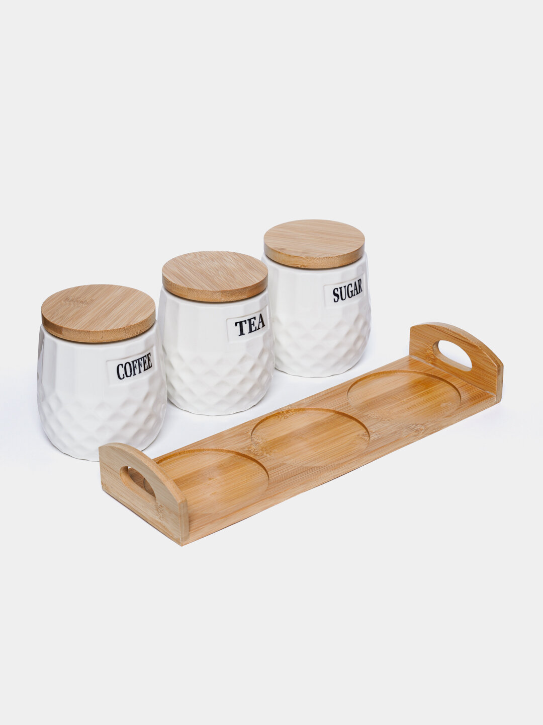 Набор солонок и баночек для специй, керамика и акрил, подвесной, 3 предмета — фото 1