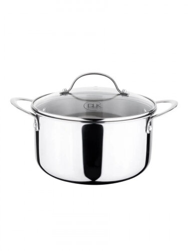 Кастрюля с крышкой стеклянной из нержавеющей стали Dlk (3-х слойный) 28x16 см (8.5 л) арт. 3500-28