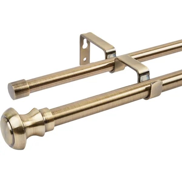 Карниз двухрядный раздвижной Inspire Atik 160-300 см металл цвет латунь