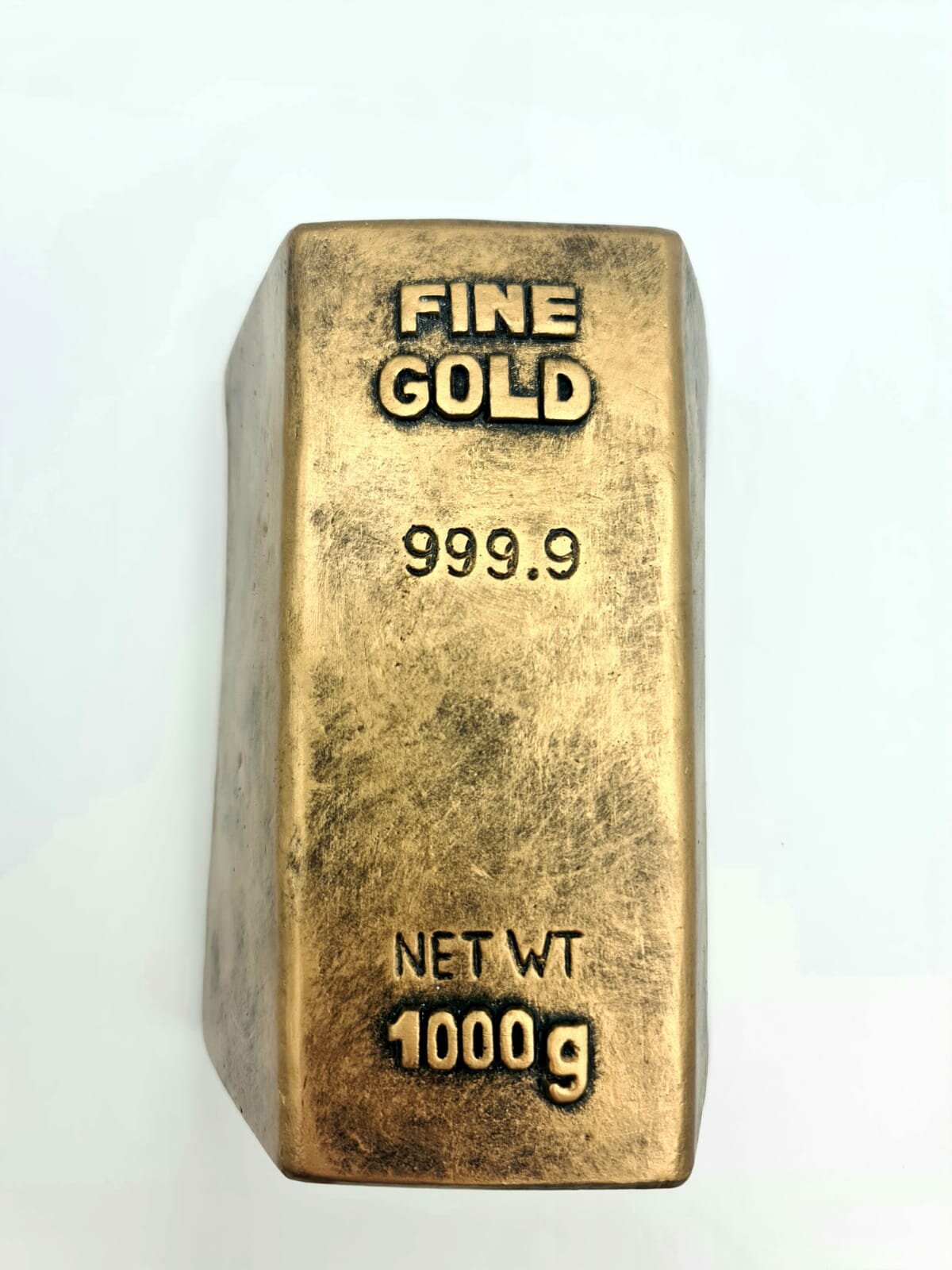 Копилка Present61 "Золотой слиток", ручной работы выполнена из гипса, золотистый цвет. — фото 1