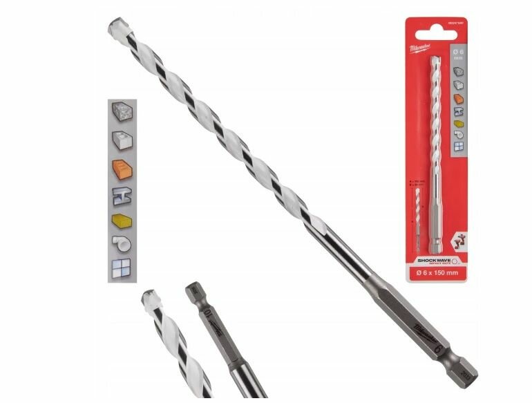 Сверло универсальное Milwaukee HEX 6x150 мм (1шт) ( Оригинал)