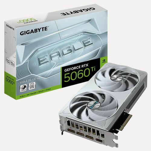 Изображение товара Видеокарта GIGABYTE GeForce RTX 5060 Ti EAGLE OC ICE 8G (GV-N506TEAGLEOC ICE-8GD) PCI Express 5.0, белый