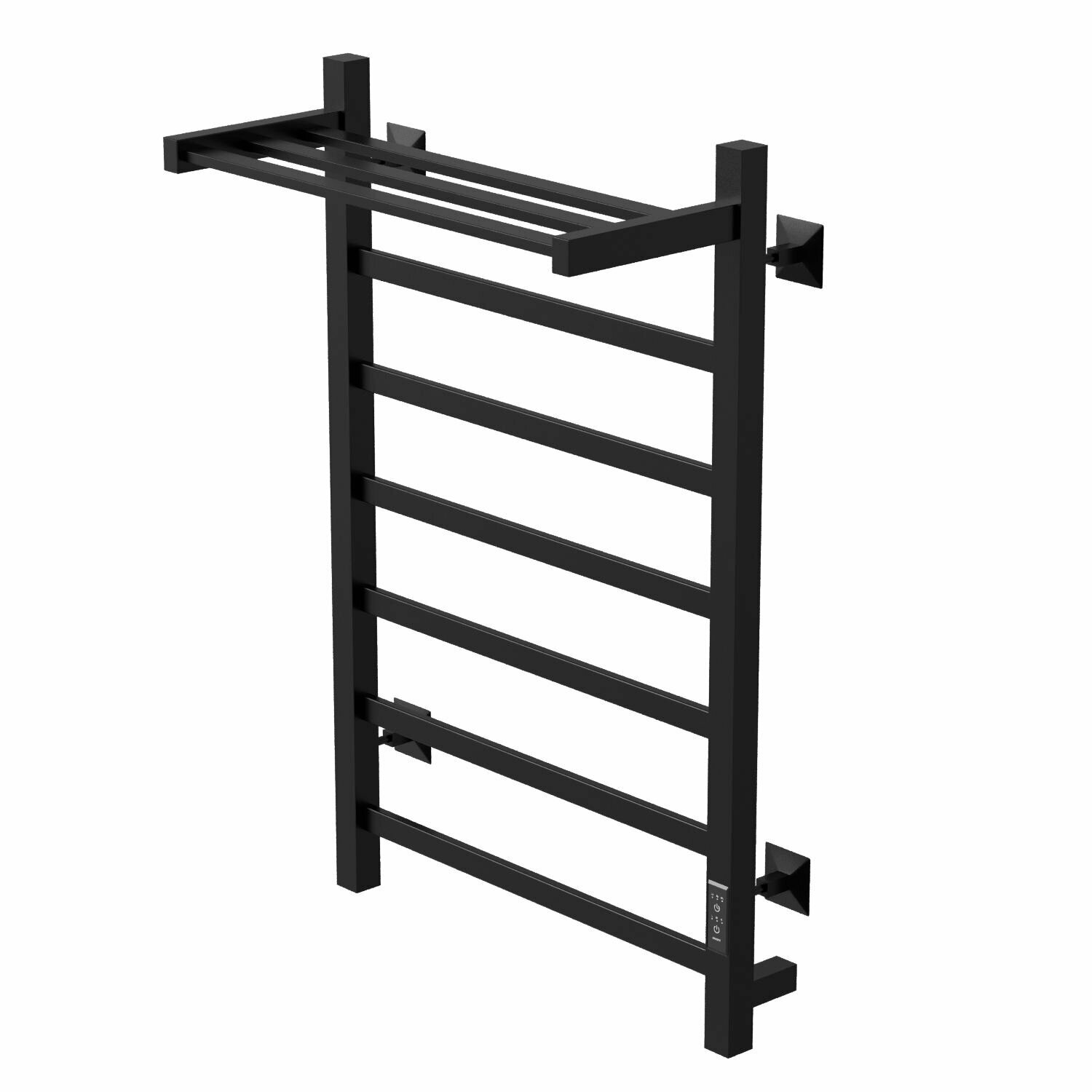 Полотенцесушитель-лесенка электрический 80х50 см (таймер 558 Вт 6 перекладин + полка) черный
