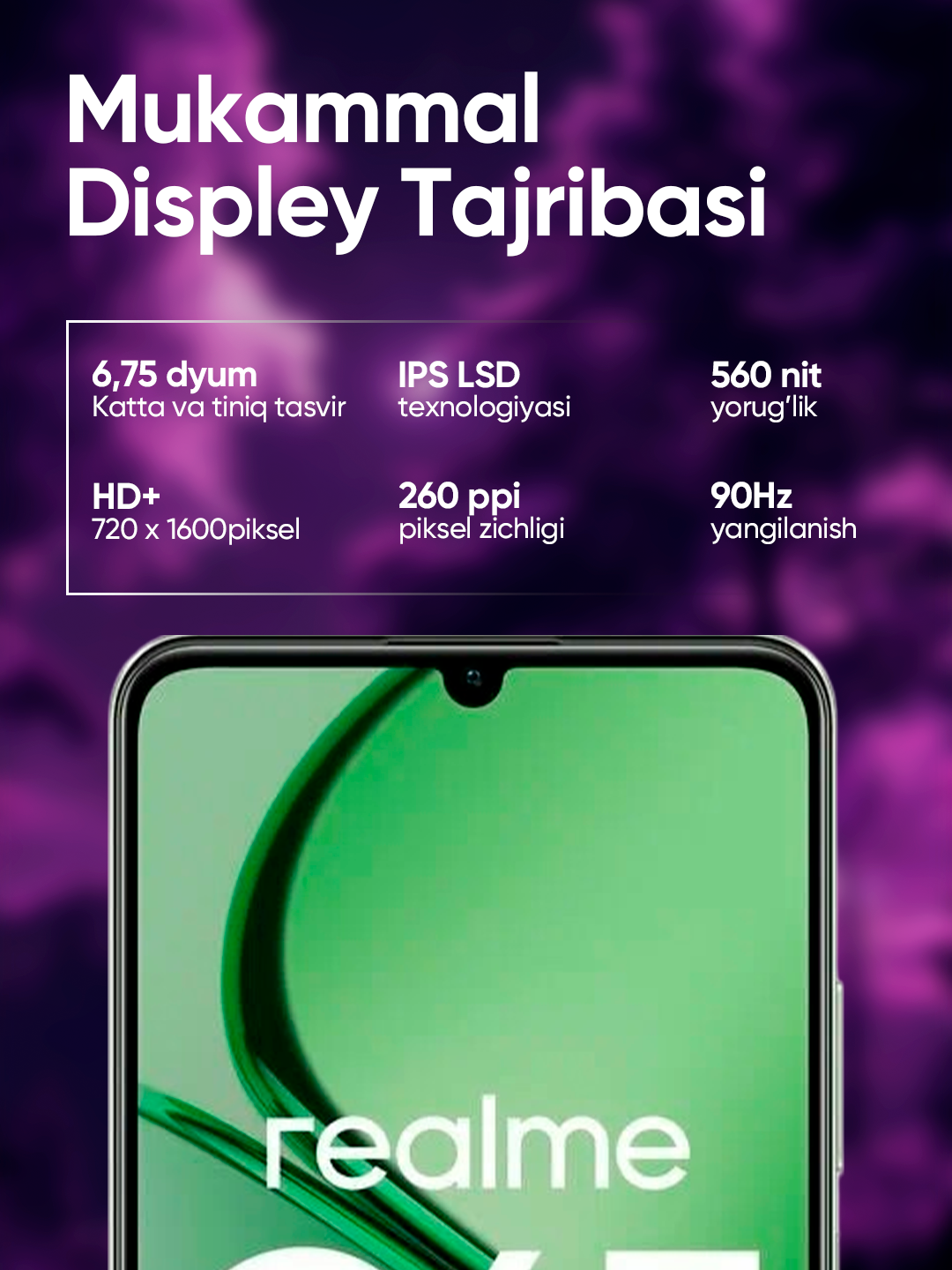 Смартфон Realme C63, 6/128GB, Емкость аккумулятора (мА/ч)5000 мА*чЗеленый, — фото 1
