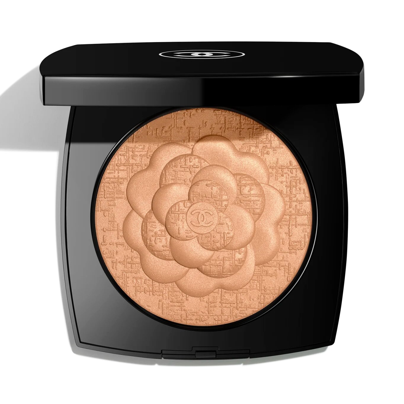CHANEL LES SYMBOLES LE CAMÉLIA Эксклюзивная лимитированная пудра-хайлайтер CHANEL с воздушной текстурой и сияющим эффектом Warm Gold
