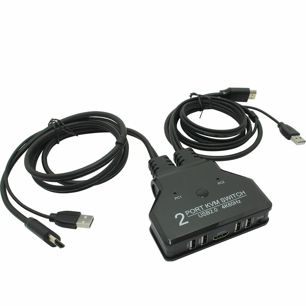 HDMI KVM-переключатель на 2 устройства, HDMI + USB2.0, 4K/60Hz (ORIENT HS21HC)