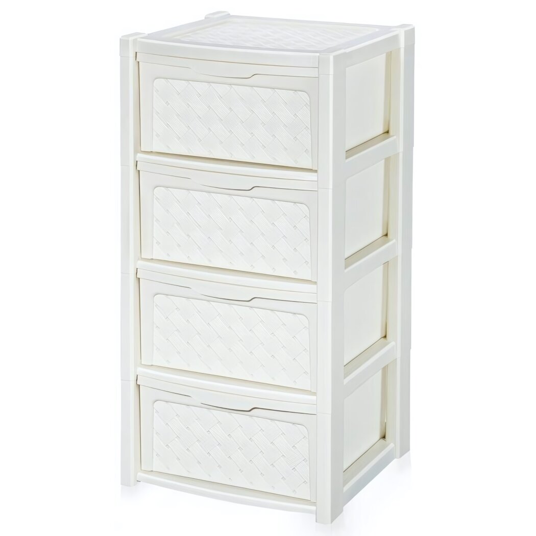 Комод «Виола» 4-секционный цвет бежевый/коричневый/слоновая кость для хранения одежды и вещей