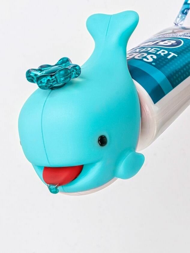 Дозатор для детской зубной пасты, диспенсер для пасты Flipper, дельфин, кит, голубой WHALE — фото 1