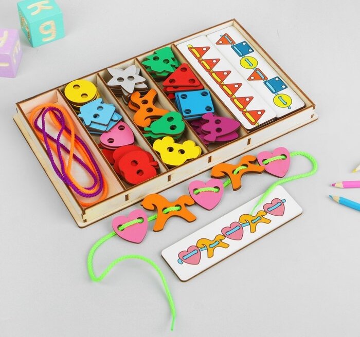 Шнуровальный набор Smile Decor, развивающая игрушка, 72 детали