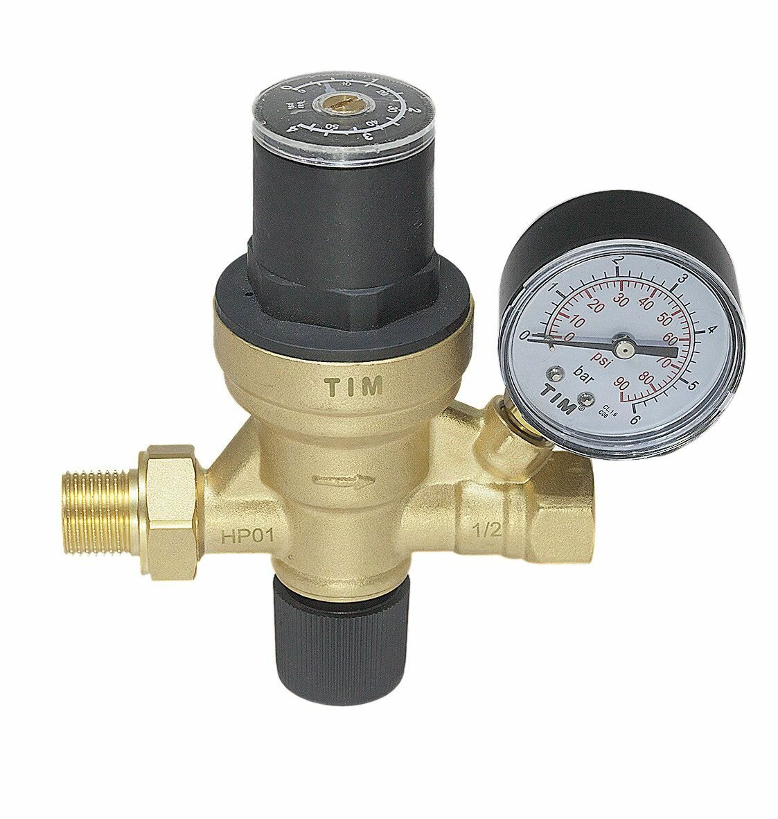 Клапан подпиточный с манометром (регулятор-редуктор давления) 1/2" TIM AF0206A