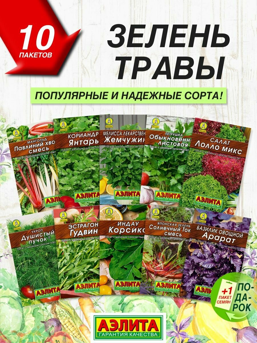 Семена зелени Аэлита Зелень и травы серия Лидер 10 шт / Семена трав