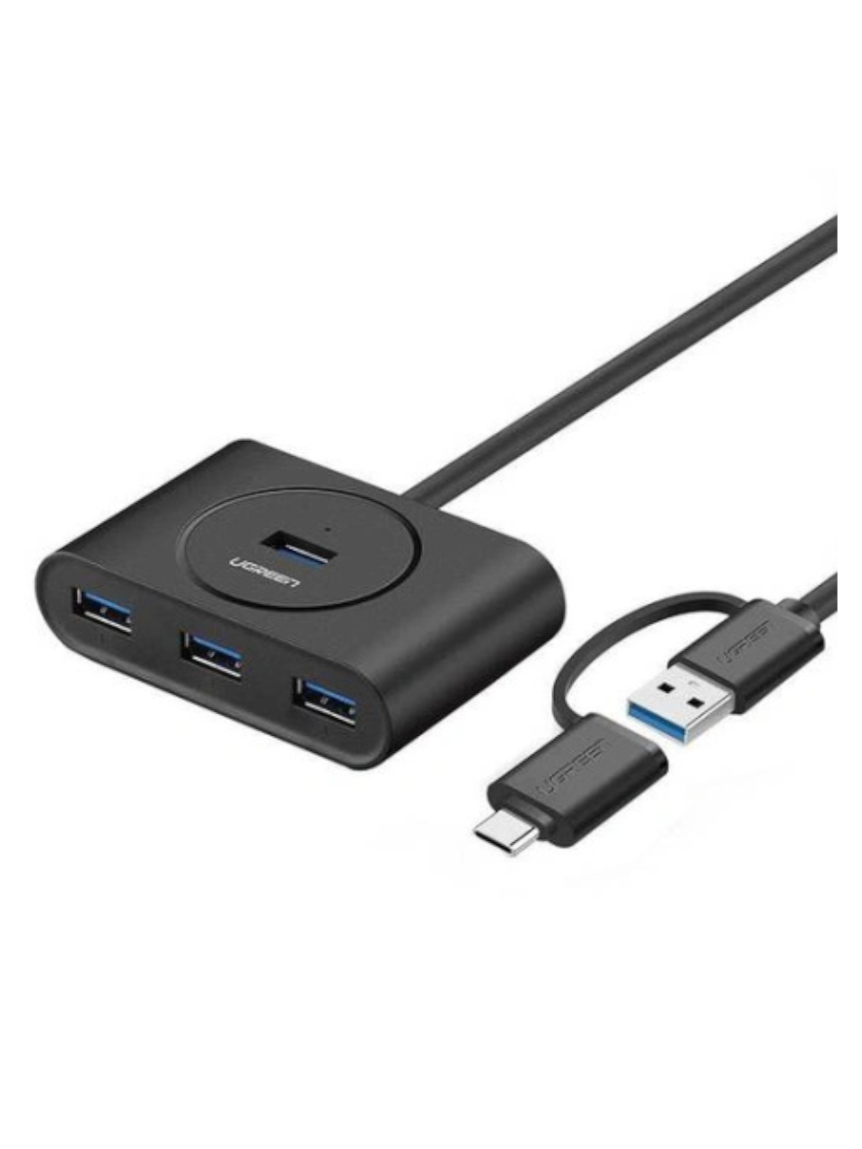 Концентратор UGREEN 40850 4*USB 3.0 with USB-C Port, 1 м, черный