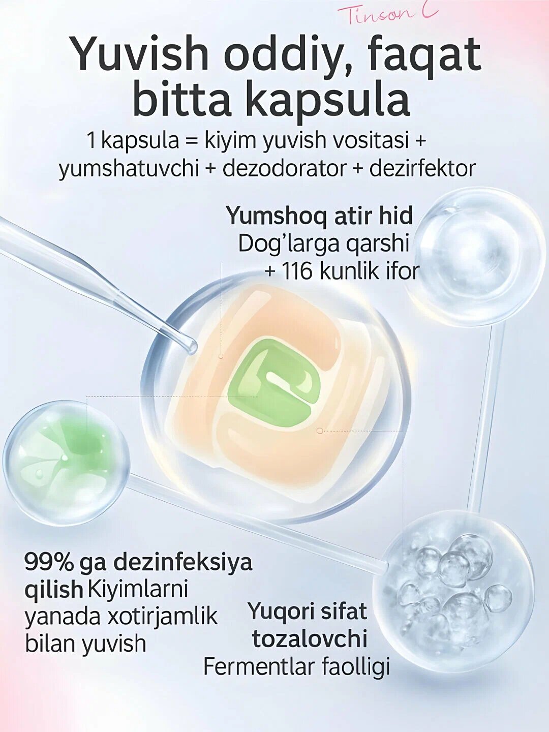 Капсулы для стирки белья с ароматом "Роза-Помело" Timson C, 80 шт — фото 1