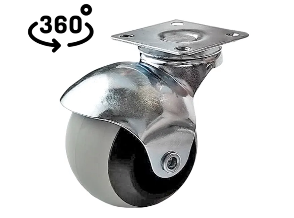 Колеса для мебели шарик 40 мм поворотное мягкая серая резина