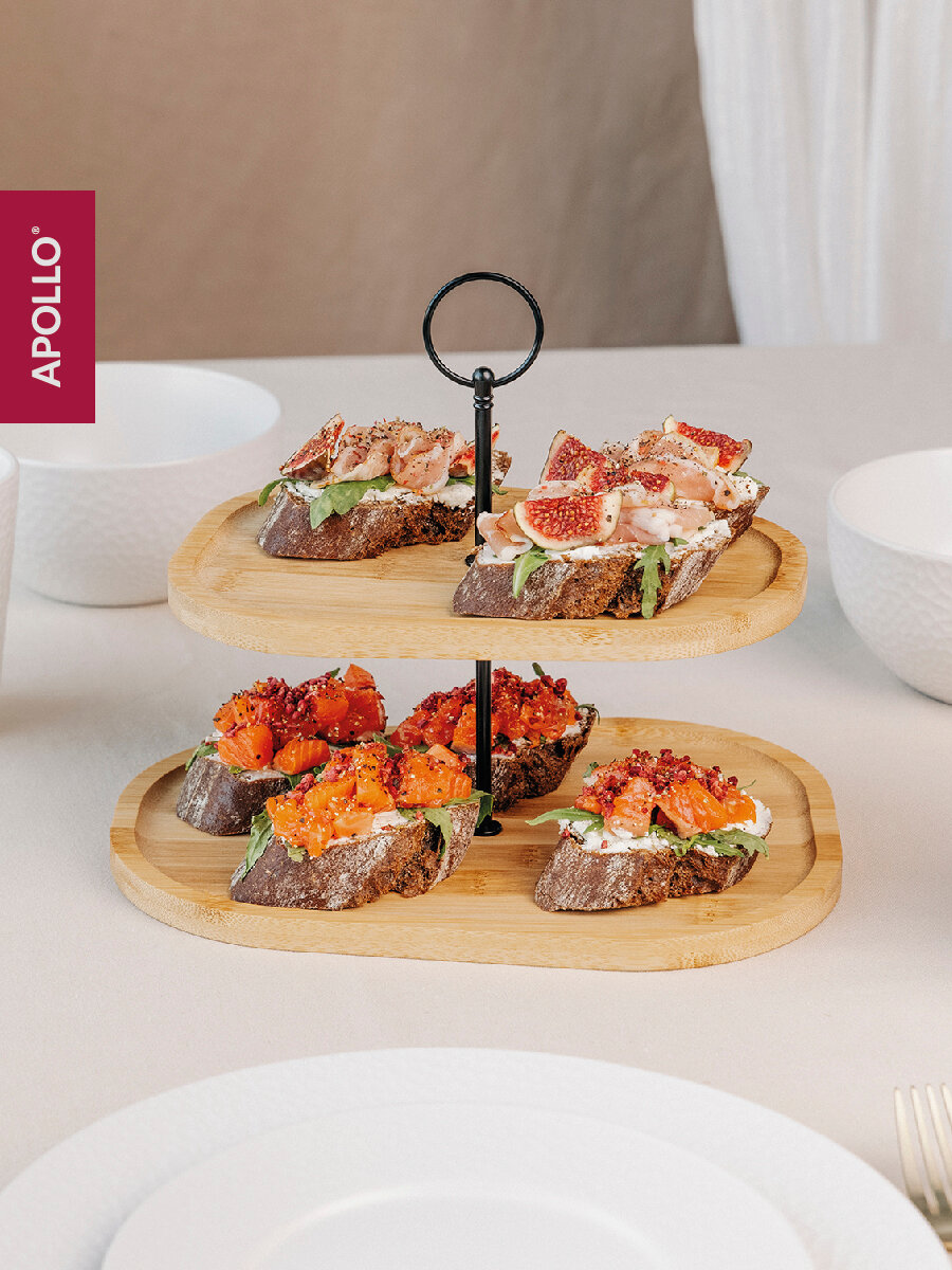 Блюдо сервировочное для закусок Apollo двухъярусная подставка бамбук