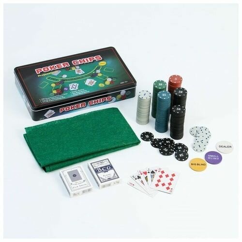 Набор для покера на 300 фишек Holdem Light с номиналом, Partida, сукно в подарок — фото 1