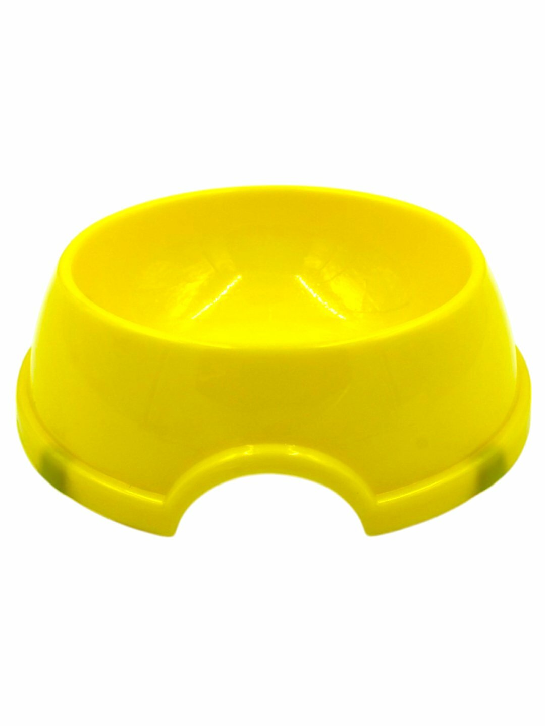 Миска для кормления, для кошек и собак, пластик, круглая, желтая — фото 1