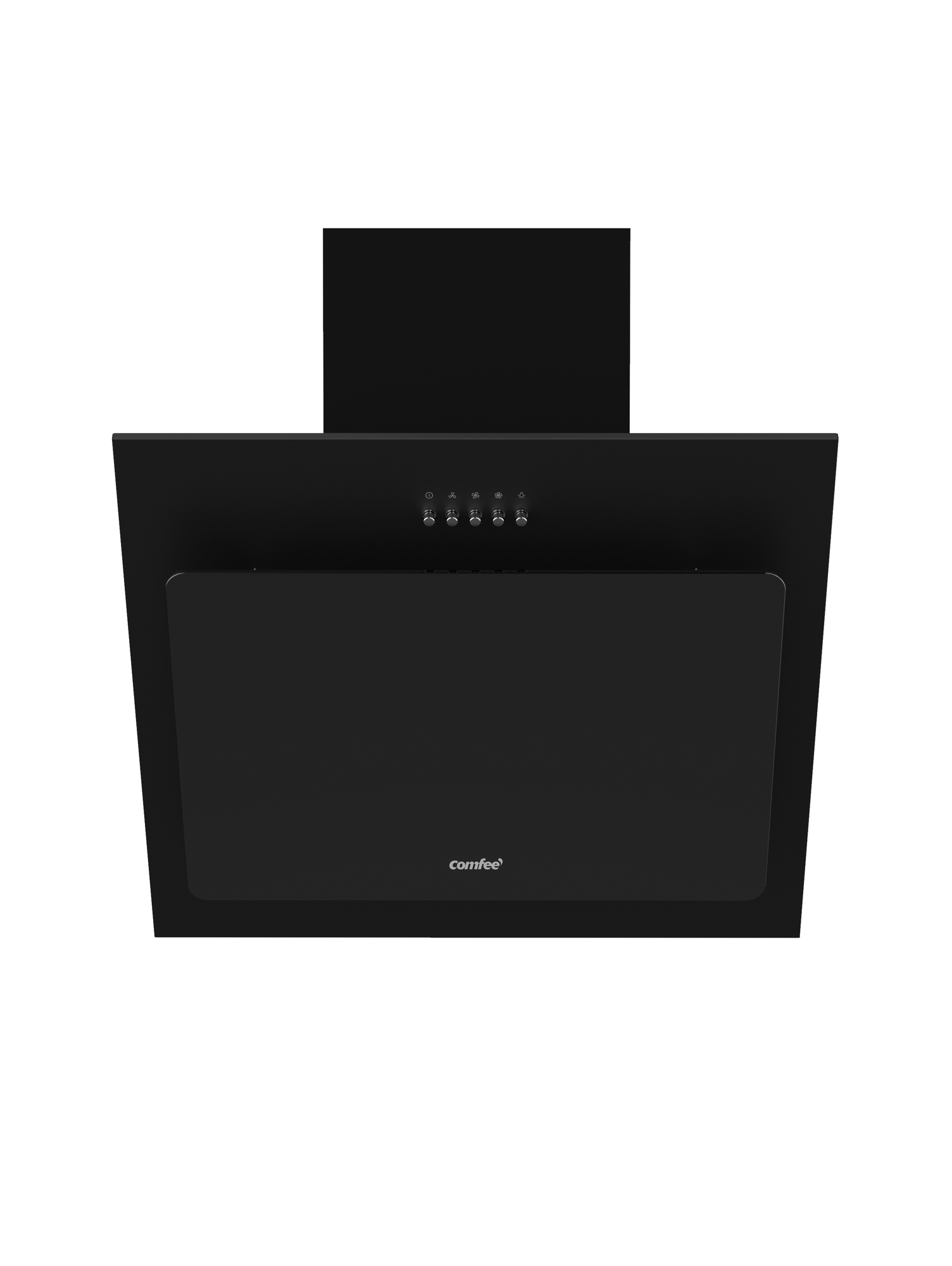 Вытяжка кухонная наклонная 50 см Comfee CHA600GB, черное стекло, 3 скорости, отвод и рециркуляция, LED подсветка