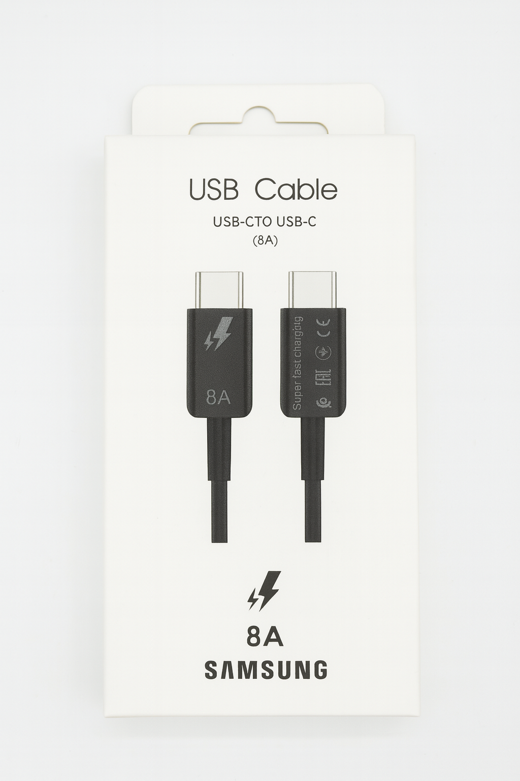 Кабель питания Samsung, для быстрой зарядки, USB-C, 8А, черный, прочный