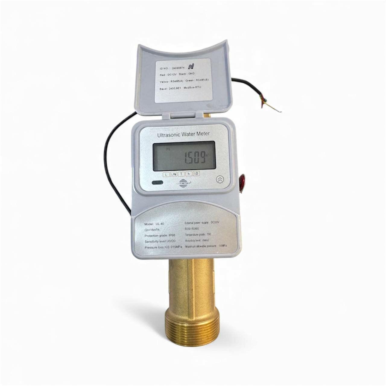 Ультразвуковой водомер DN20 R200, IP68, 1,6 МПа, интерфейс с RS485, интерфейс с MBUSH, корпус из латуна — фото 1