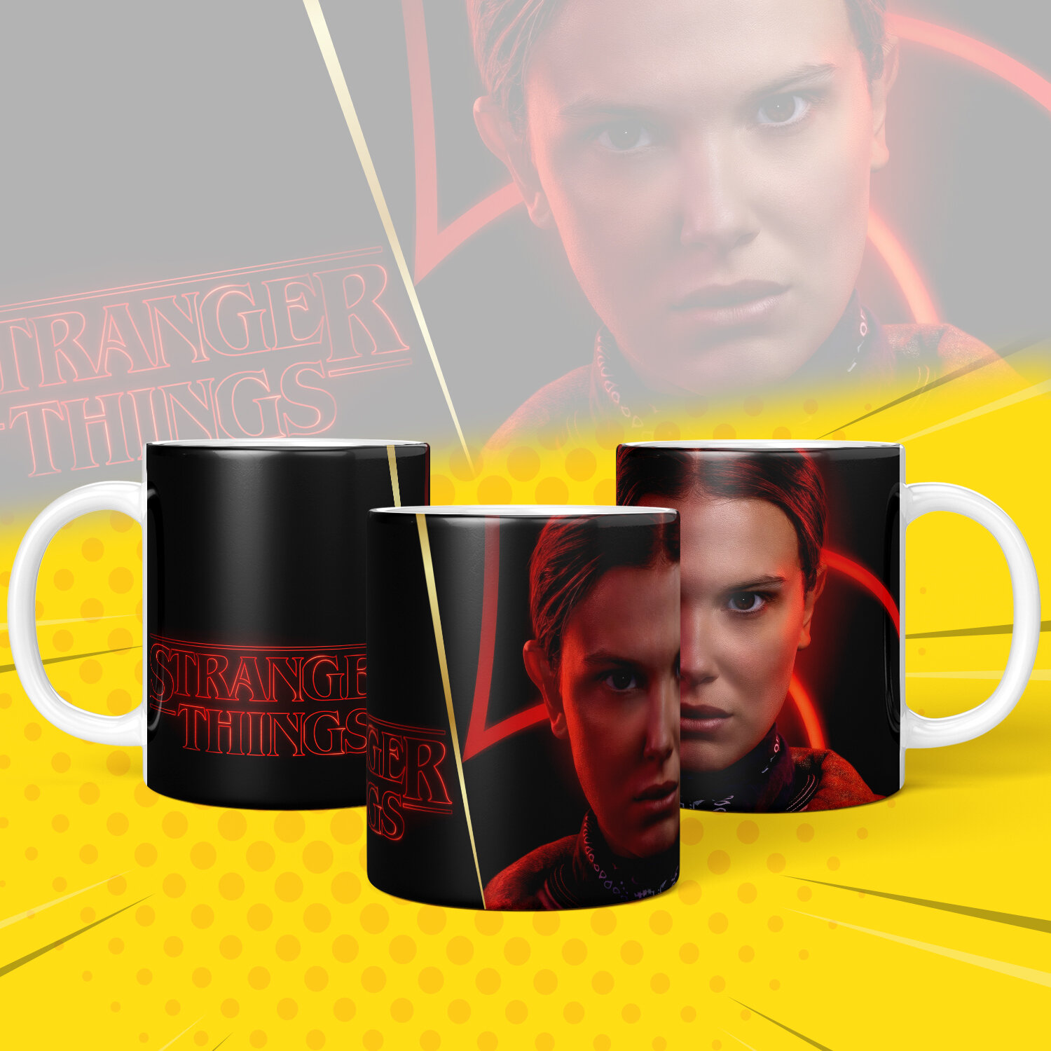 Кружка, "Очень Странные Дела", персонажи сериала "Strenger Things" яркий принт 330 мл, 1 шт