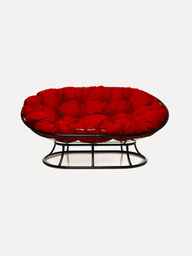 Изображение товара Диван мамасан без ротанга чёрное, красная подушка