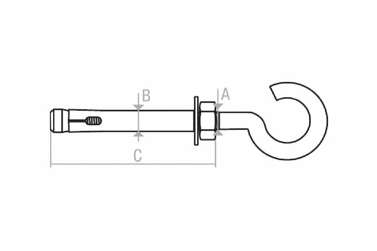 Анкер с крюком STARFIX SMP-99702-1 М10х12х70 мм, 1 шт. — фото 1