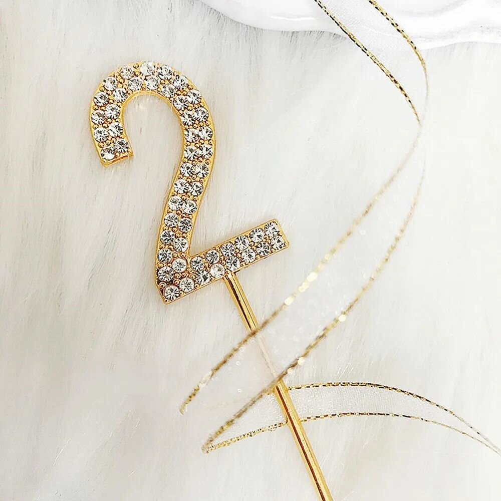 Топпер 2 металлический золотистый со стразами — фото 1