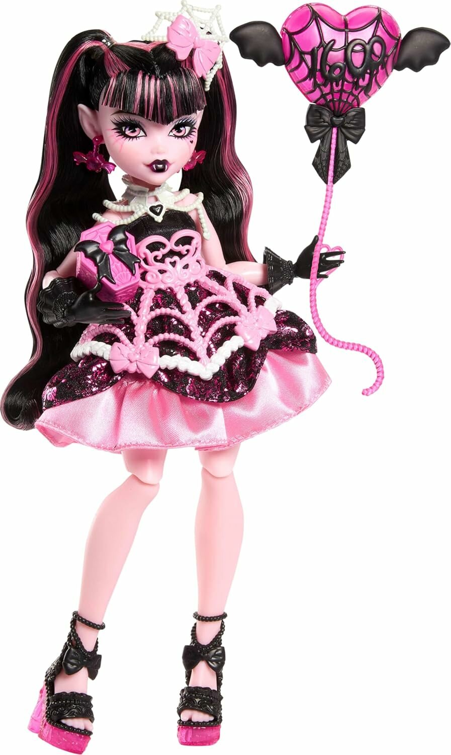 Monster High Scary Sweet Birthday Draculaura — кукла в розовом платье для вечеринки + тематические аксессуары