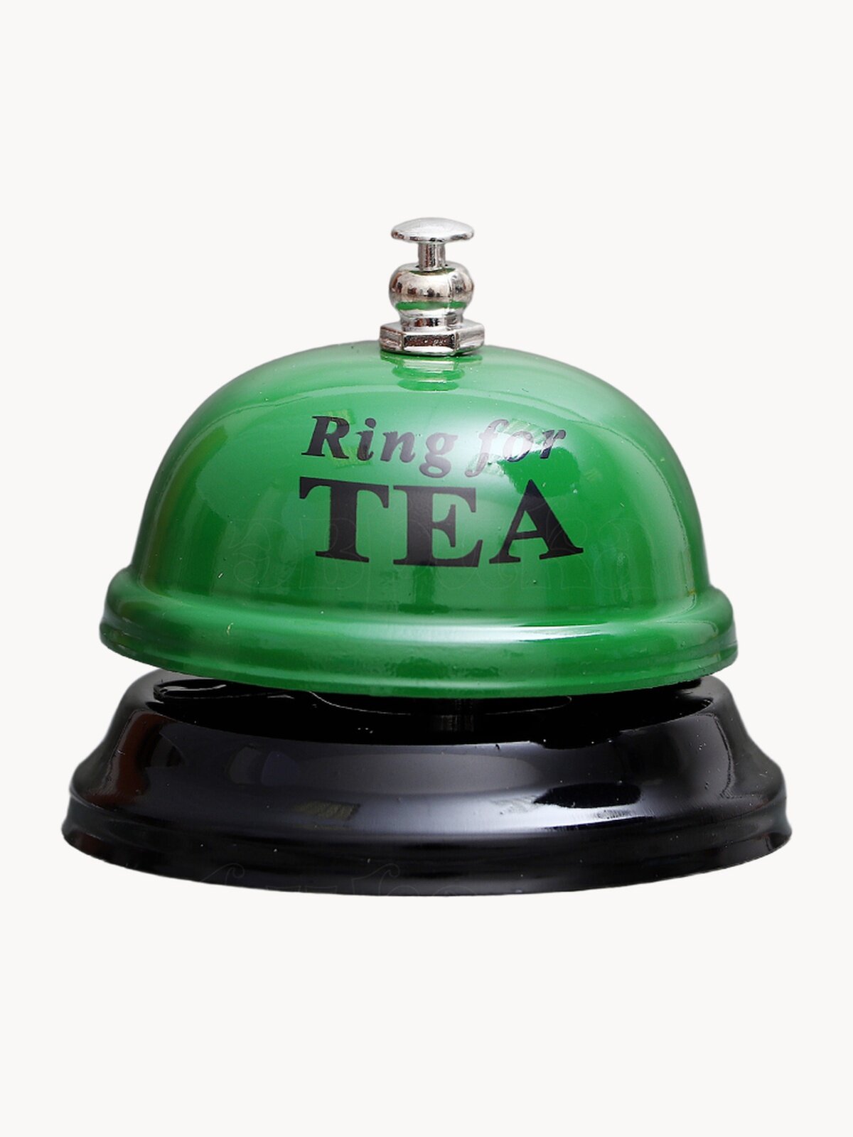 Звонок настольный металлический "Ring for Tea" зеленый, колокольчик с надписью, сувенирный, подарок с приколом