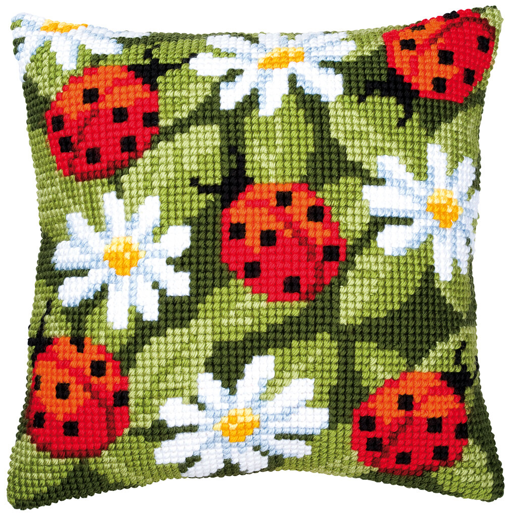 PN-0008482 Набор для вышивания крестом (подушка) Vervaco Ladybirds "Божьи коровки"