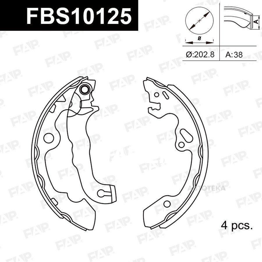 Тормозные колодки барабанные FORD FOCUS 2.0 FAP FBS10125