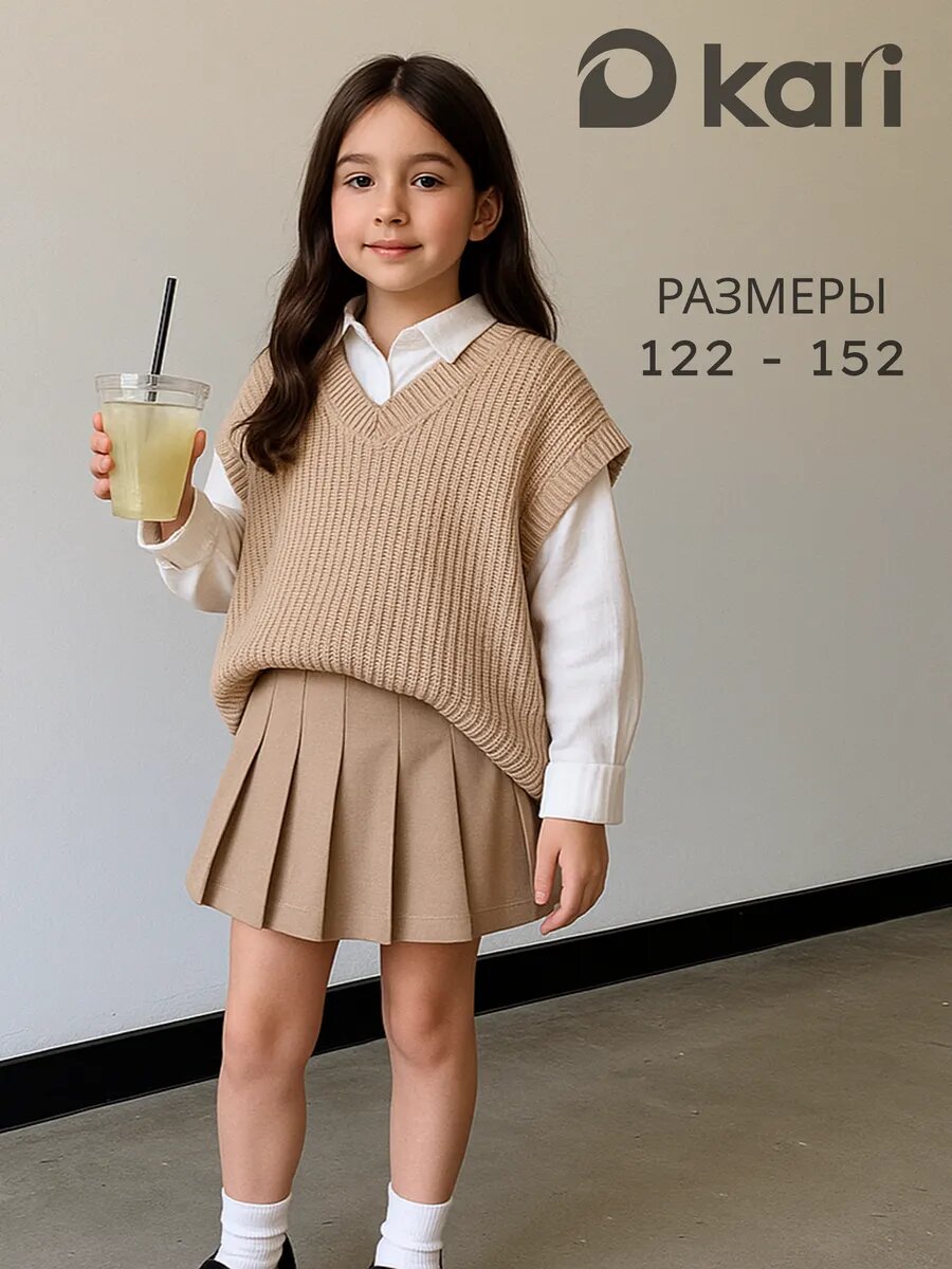 Жилет kari, размер 8-9, бежевый