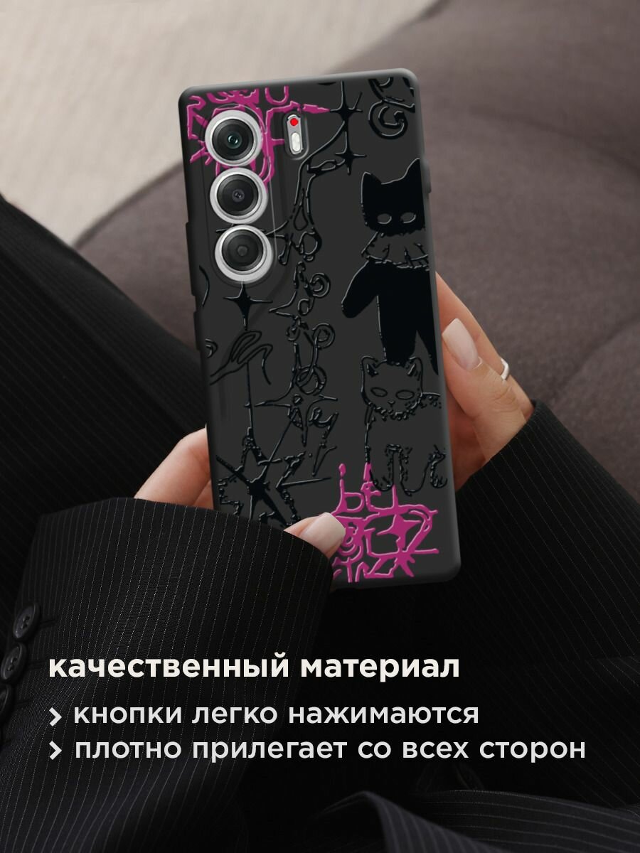 Чехол на Tecno Camon 40 / Текно Камон 40 с принтом "Готические котики 2" — фото 1