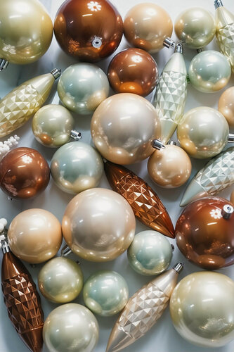 Изображение товара Набор ёлочных шаров и украшений оттенки праздника, пластик, розовый, золото, 5-12 см, 31 шт, Winter Deco 2000077