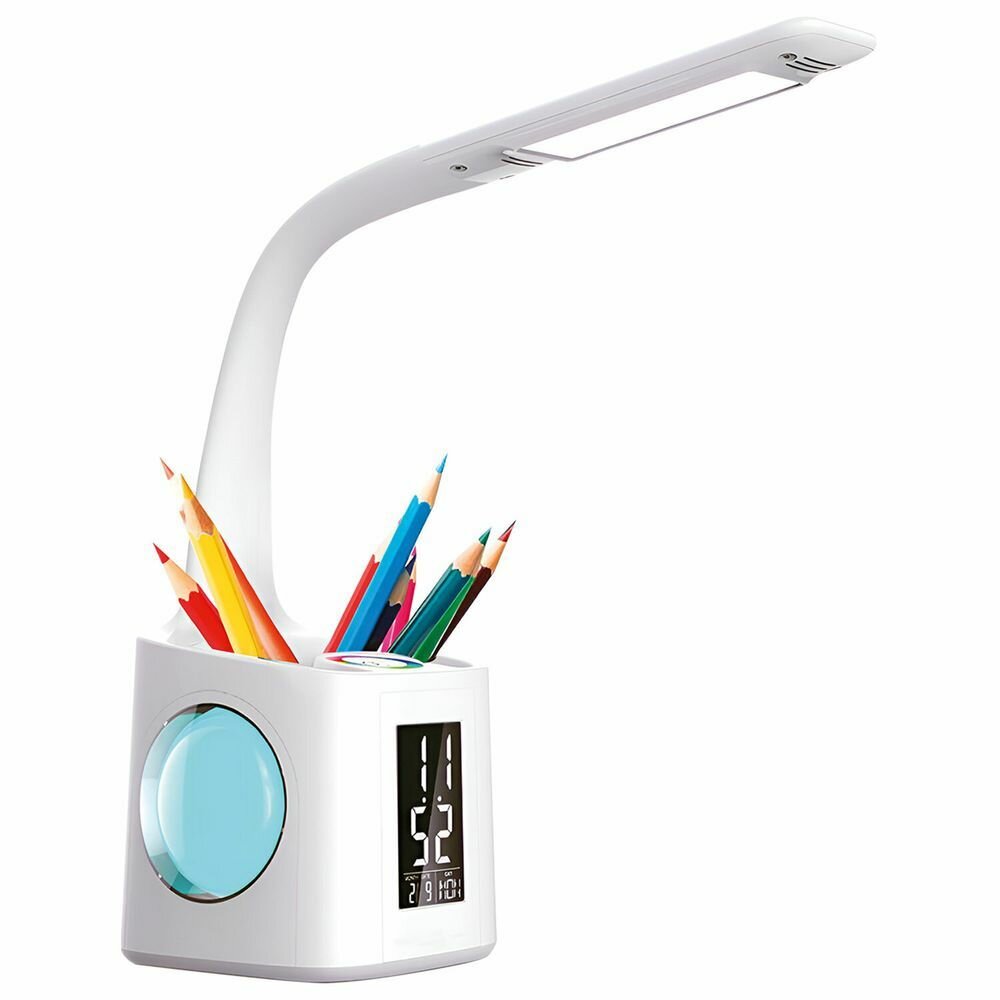 Настольная лампа светильник ночник с органайзером и дисплеем "8 в 1", LED 10 Вт, DASWERK